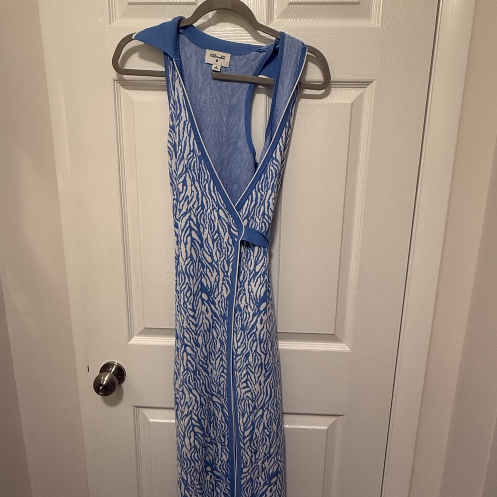 Diane Von Furstenberg Blue and White Maxi Dress